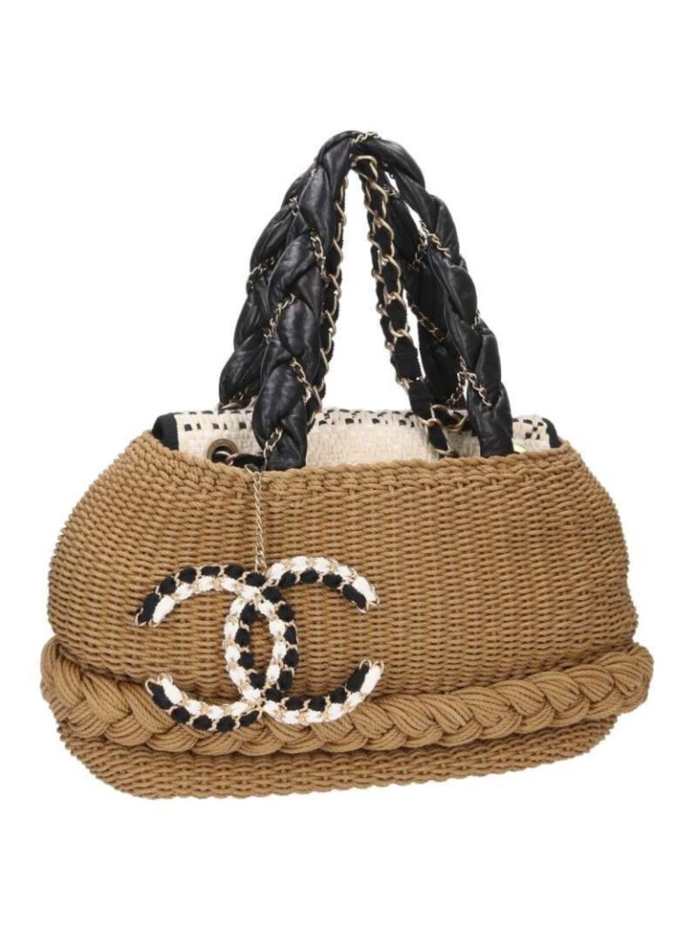 Chanel Coco Country Handbag With Raffia Charm